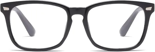 Vista 2 de ENSARJOE Lentes de lentes cuadrados unisex con estilo sin receta y marco transparente para lentes