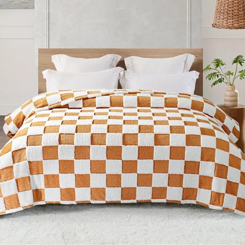Vista 14 de Exclusivo Mezcla - Manta de franela super suave y cálida con diseño de vellón esponjoso, para sofá, cama, con lindo patrón a cuadros, negro, 50" x
