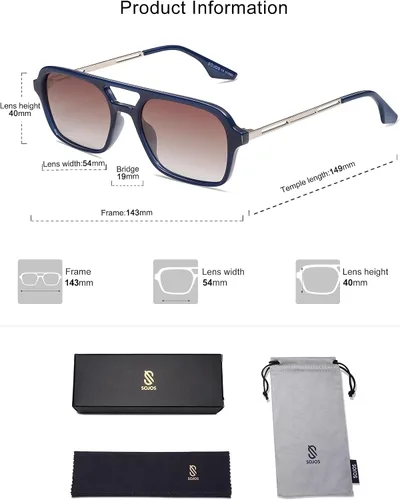 Vista 5 de SOJOS Vintage Polarized Aviator Sunglasses for Women Men 70s Retro Flat Narrow Rectangular Womens Glasses SJ2186