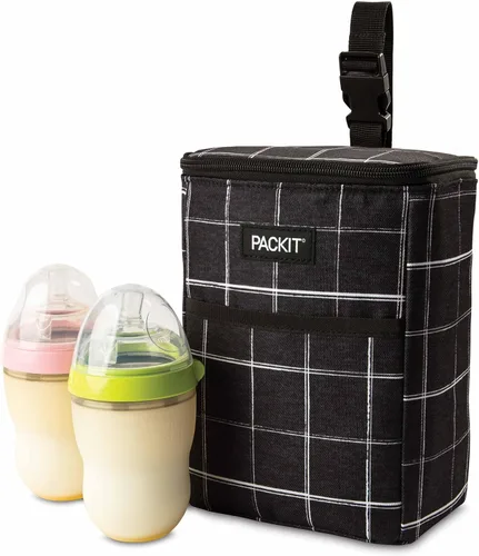 Vista 3 de PackIt Bolsa doble congelable para botella, construida con tecnología EcoFreeze y forro antimicrobiano, plegable, reutilizable, cierre