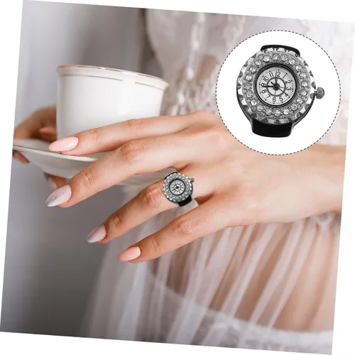 Vista 7 de Abaodam Ring Watch Electronic Finger Watch relojes para Hombre Watch Ring Decorative Mens Diamond Watches Finger