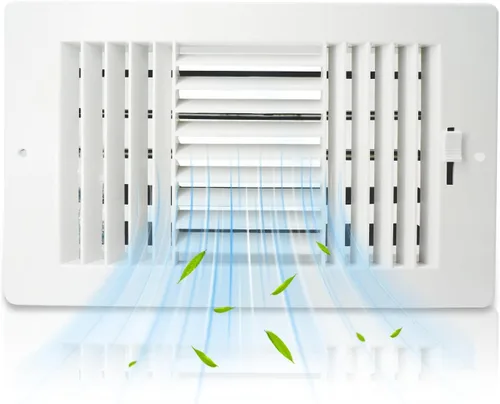 Vista 9 de Paquete de 2 rejillas de ventilación de pared de techo de 8 x 4 pulgadas (apertura de conducto) de 3 vías de ventilación de techo de plástico