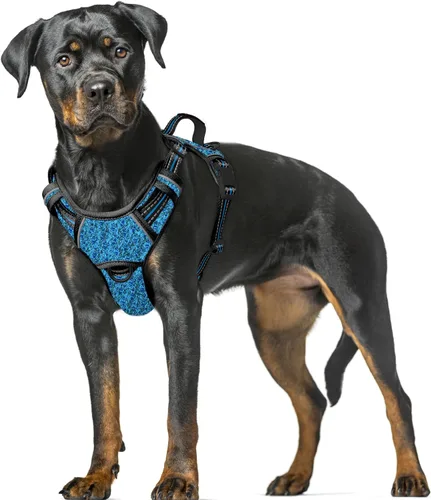 Vista 38 de BARKBAY Arnés para Perro Sin Tirones Talla Grande Arnés Reflectante para Perro con Clip Frontal y Asa de Control Fácil para Caminar Entrenar Correr