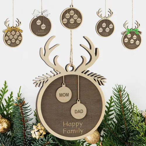 Vista 45 de Adornos de Navidad personalizados familiares de 1, 2, 3, 4, 5, 6, 7, 8, 9, 10, adornos de madera personalizados, decoraciones de Navidad, regalos