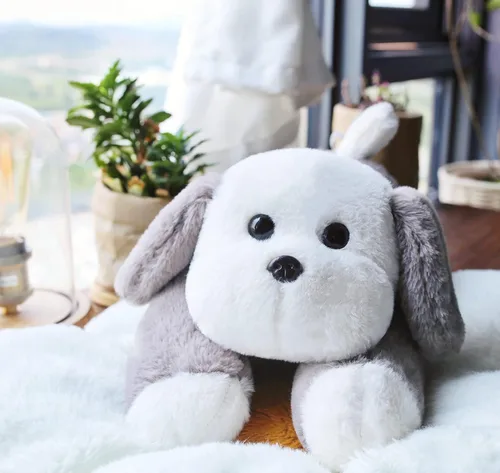 Vista 3 de uoozii Animales de peluche de perro gris con peso de 16" 3 libras con almohadilla térmica para microondas sin aroma, lindo peluche