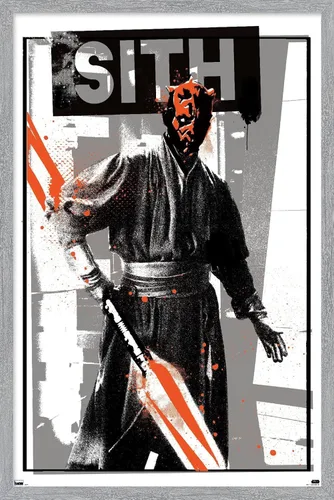 Vista 13 de Trends International Star Wars: The Phantom Menace - Póster de pared de Darth Maul Glitch, 22.4 pulgadas de largo x 14.7 W, versión enmarcada