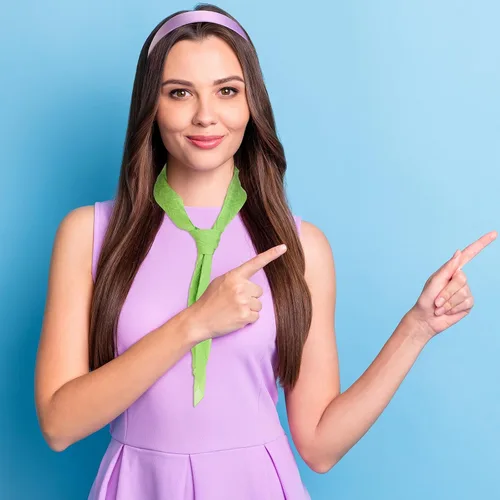 Vista 7 de Bufanda para la cabeza de gasa verde de Halloween y diadema ancha morada para mujer, bufanda de cuello de cinta, pañuelo de satén lavanda