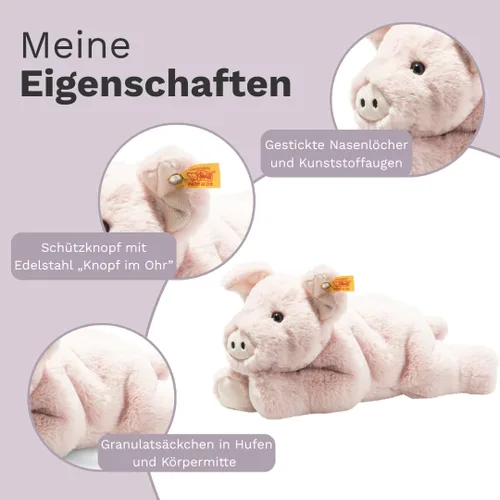 Vista 3 de Steiff Piko Pig - Juguete de peluche de peluche, color rosa, 11 pulgadas