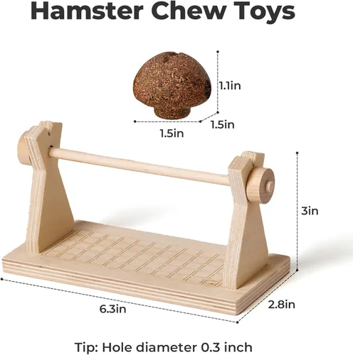 Vista 2 de mini&moe Juguetes masticables de hámster para dientes – Cuinea Pig, masticables y golosinas naturales para enriquecimiento de hámsters, mejoran