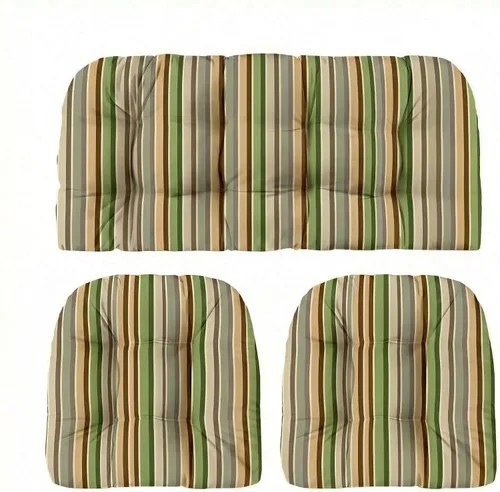 Vista 58 de RSH DECOR: Sunbrella - Juego de 3 cojines de mimbre copetudos 41 x 19 pulgadas y 19 x 19 pulgadas Fabricado con tela de rendimiento Sunbrella