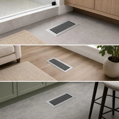 Vista 6 de Prima Decorative Hardware Registro de Piso 4"x10" VR-102 Aluminio Fundido Satén