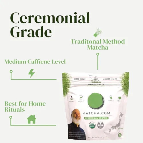 Vista 3 de Dr. Weil Matcha Kari - Bolsa de 20 gramos de polvo de té verde matcha - Grado ceremonial japonés Auténtico polvo de té verde matcha japonés