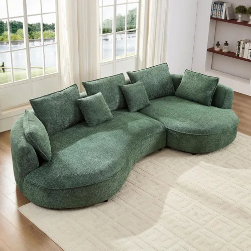 Vista 27 de Sofá Seccional Curvo de 106 pulgadas Sofá de Esponja con Chaise Lounge para Sala de Estar, Sofá Seccional Moderno en Forma de L, Sin Estructura