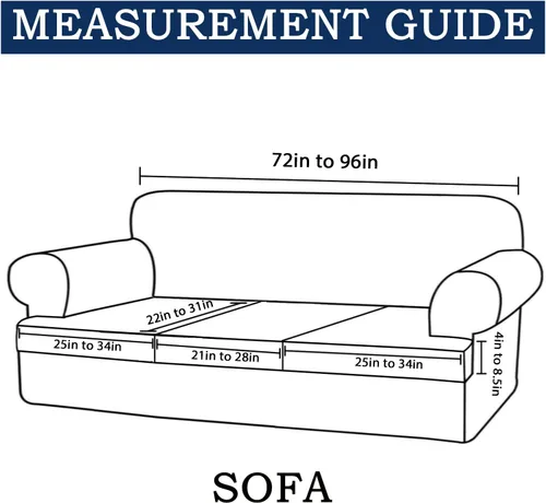 Vista 5 de Funda de sofá con cojín en T de alta calidad, juego de 4 piezas para sofás con cojines en T (se adapta a 72-90 pulgadas), protector de muebles suave