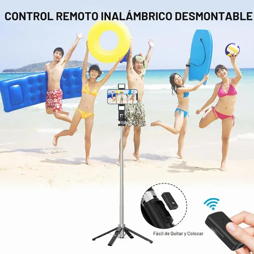 Vista 4 de MYBAT PRO - Trípode para selfie stick con control remoto, 4 en 1 extensible portátil Bluetooth Selfie Stick con luces y trípode para teléfono