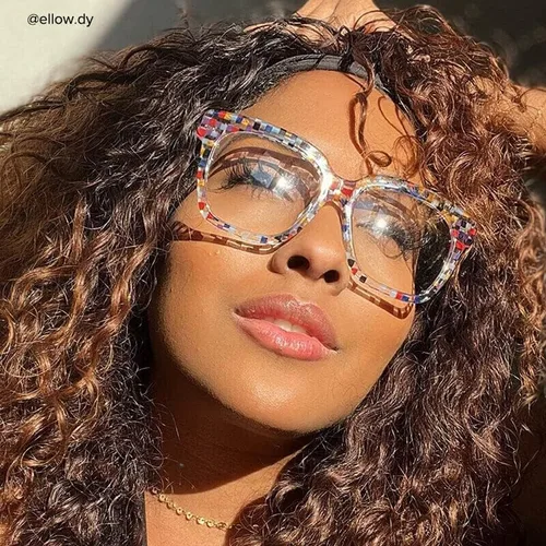 Vista 3 de Vooglam Gafas cuadradas de gran tamaño para mujer con lente transparente sin receta Martha