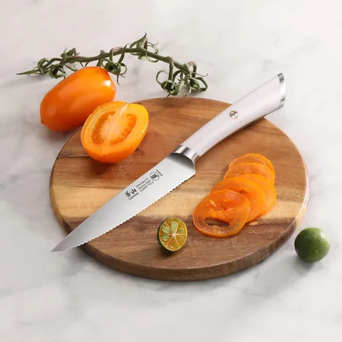 Vista 5 de Cangshan ELBERT Serie Alemán Acero Forjado 5" Cuchillo utilitario dentado (blanco)
