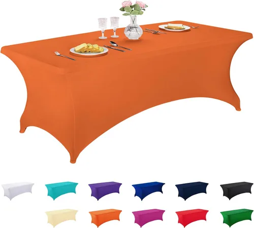 Vista 36 de LZY Cubierta de Mesa Elástica Ajustable de Spandex para Mesa Plegable de 6 pies, 4 pies o 8 pies, Mantel de Cóctel Rectangular, Perfecto para Champn