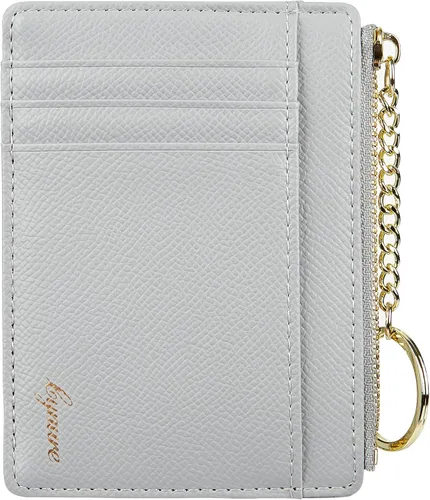 Vista 39 de Tarjetero delgado minimalista para mujer, monedero, monedero, llavero con bolsillo frontal con ventana de identificación