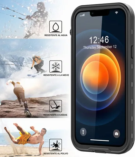 Vista 7 de Protebox Funda impermeable para iPhone 12 Mini con protector de pantalla integrado, a prueba de golpes, a prueba de polvo, protección de cuerpo