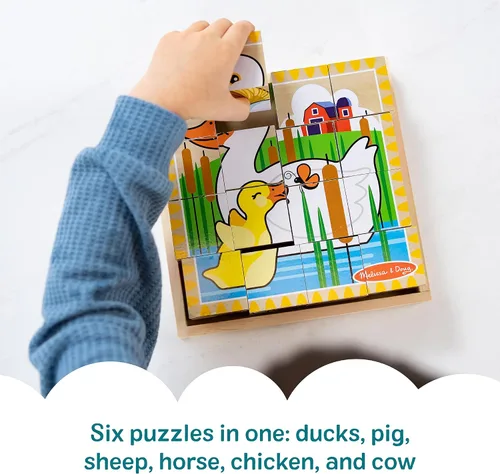 Vista 3 de Rompecabezas en cubo de granja de Melissa & Doug, Multicolor