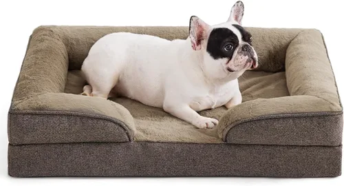 Vista 13 de Made4pet - Cama grande para perro, sofá ortopédico de espuma para perros, sofá cama para mascotas de 38 pulgadas con funda impermeable lavable, Gris