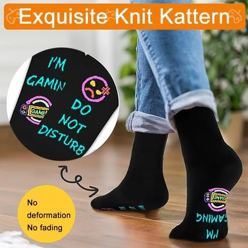 Vista 5 de Regalos para jugadores, calcetines divertidos para hombre regalo de cumpleaños para novio, adolescente, niños, papá, amantes de los juegos, Do Not