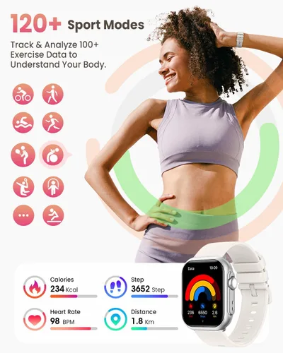 Vista 6 de Relojes inteligentes para mujer para iPhone Android reloj inteligente de 1.85 pulgadas con 30 días+duración de la batería hacerrecibir llamada