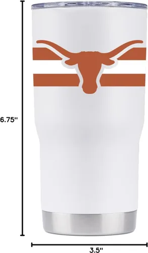 Vista 6 de Gametime Sidekicks Texas - Vaso blanco de 20 onzas, con licencia oficial, acero inoxidable 18/8, doble pared, aislado al vacío, logotipos impresos