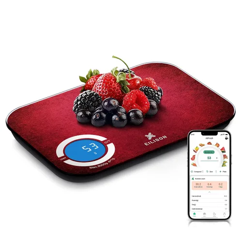 Vista 9 de EILISON Báscula inteligente de cocina con calculadora de nutrición, báscula digital de alimentos, pantalla a color TFT grande, aplicación Bluetooth