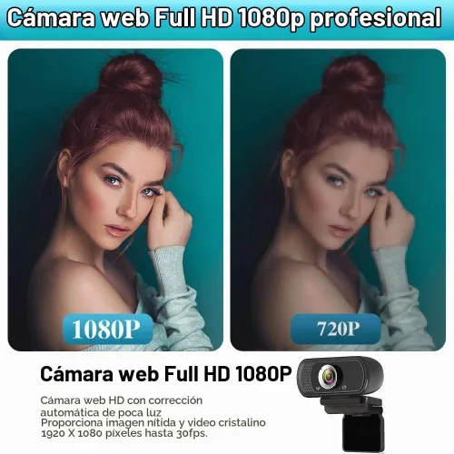 Vista 5 de ZIQIAN Cámara web 1080P con micrófono, cámara web HD USB para PC, ordenador