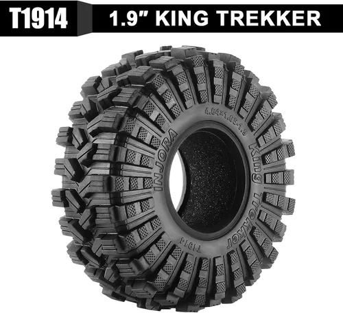 Vista 4 de INJORA King Trekker 1.9" S5 Neumáticos Todo Terreno para 1/10 RC Crawler Mejora (118 * 42mm)