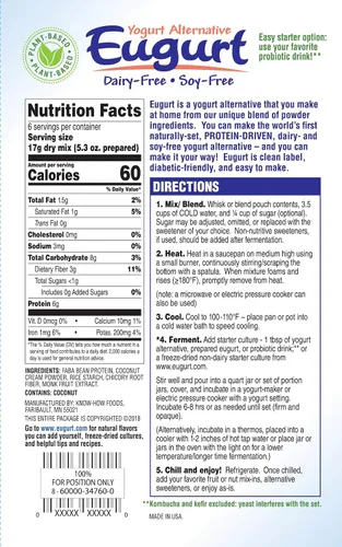 Vista 2 de Better Than Yogurt" Make At Home Mix (¡sin lácteos y soja!) (coco, 1 paquete)