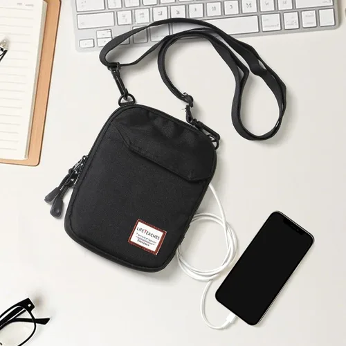 Vista 8 de Bolso bandolera pequeño para hombre, mini bolso de mensajero para teléfono y pasaporte
