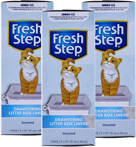 Vista 27 de Fresh Step Bolsas de arena para gatos con cordón, bolsas de arena perfumadas resistentes para sartenes ovaladas y rectangulares grandes, control