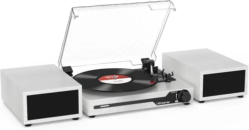 Vista 11 de Reproductor de discos de vinilo con altavoces, tocadiscos portátil Bluetooth para discos de vinilo, fonógrafo LP con reproductor de 3 velocidades