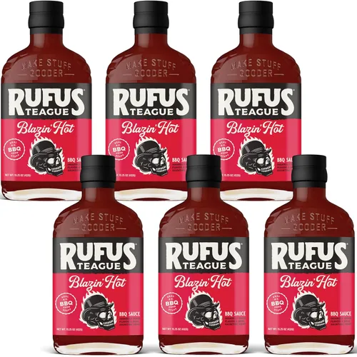 Vista 10 de Rufus Teague - Blazin' Hot BBQ Sauce - Salsa de barbacoa premium - Botella de 15.25 onzas