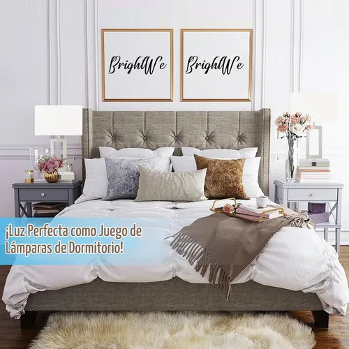 Vista 6 de BrightWe Juego de 2 lámparas de mesa para dormitorio, lámparas de mesa de control táctil con 2 puertos USB, lámparas de mesita de noche regulables