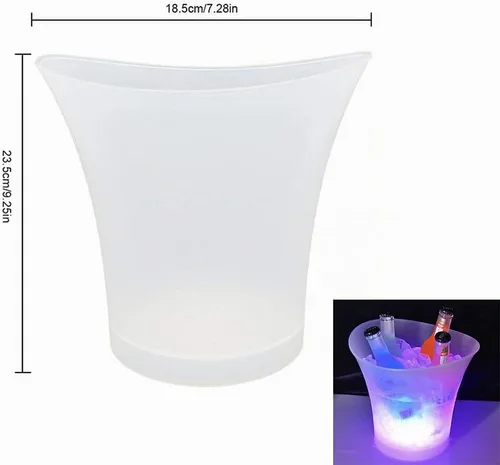 Vista 3 de Cubo de hielo LED, cubo de hielo iluminado de gran capacidad regular de 5 litros con cambio automático de 7 colores para fiesta/hogar/bar, cubo