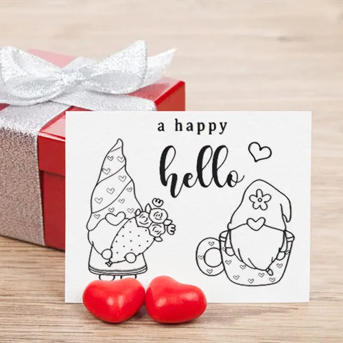 Vista 4 de Estivaux Sellos transparentes de gnomos de San Valentín para hacer tarjetas, diario y álbumes de recortes, sellos de goma para camiones de corazón