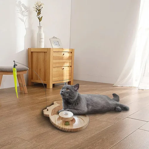 Vista 6 de Petest Juguete interactivo para gatos de sisal natural con bolas de hierba gatera, diseño de peces
