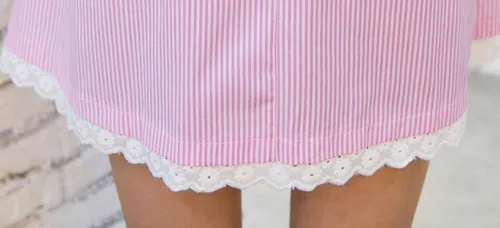 Vista 6 de Vestido de manga corta con cuello de muñeca fresco para mujer de tamaño actualizado