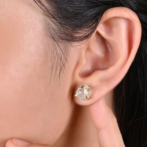 Vista 4 de Gempires Natural Raw Prong Setting Stud Earrings, 8-10 mm Crystals Earring, Handmade Jewelry, Gift for Her
