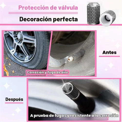 Vista 5 de BFXM 4 piezas de tapas de válvula de neumático de coche, tapa de aire de neumático para coche, cubiertas de vástago universales, tapa de presión