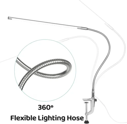Vista 3 de Lámpara de escritorio con abrazadera, 3 modos, 10 brillo, rotación de 360°, luz de lectura para cuidado de los ojos, cuello de cisne flexible de 8 W