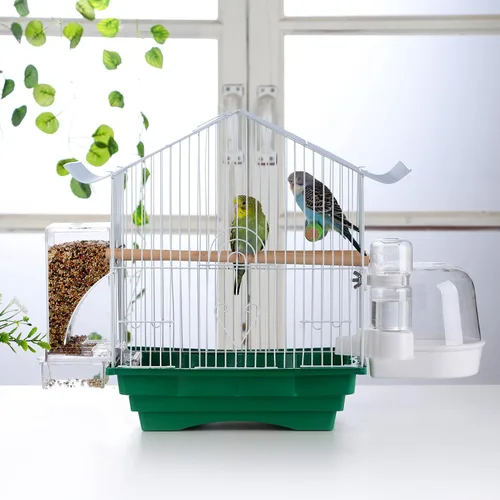Vista 4 de IBWell Baño transparente para pájaros pequeños accesorios para jaulas de periquitos - Adecuado para cacatúas y periquitos