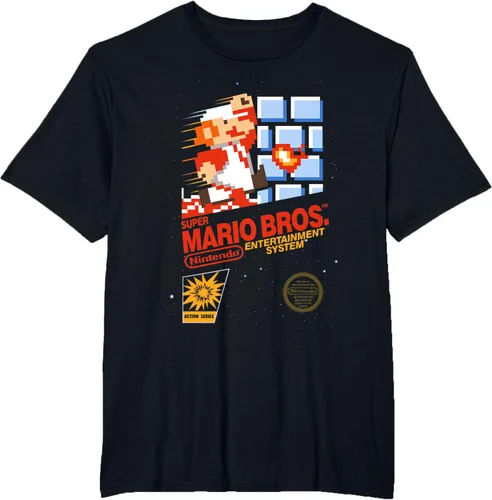 Vista 32 de Super Mario Dashin - Camiseta gráfica de acción, ajuste clásico, cuello redondo, color negro