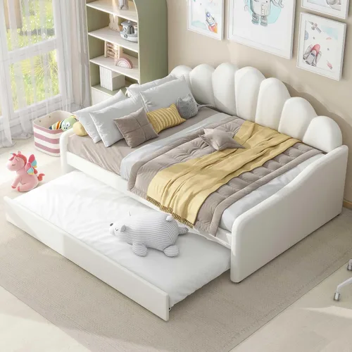 Vista 15 de Bellemave Cama diurna tamaño twin con nido para adultos, niños, niñas, adolescentes, camas diurnas con nido para sala de estar, terciopelo, beige