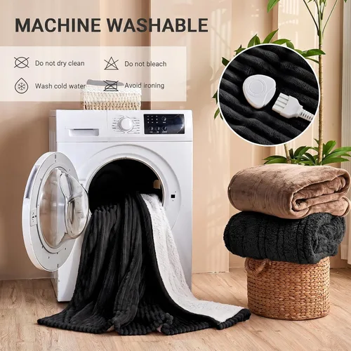 Vista 6 de Manta térmica eléctrica, manta térmica de franela suave con 8 horas de apagado automático, 10 niveles de calentamiento rápido, lavable a máquina