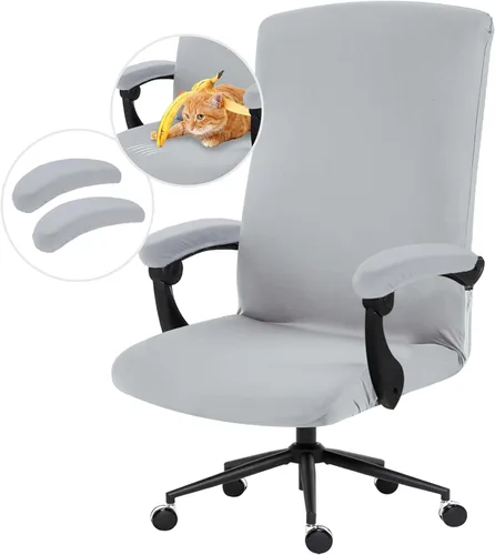 Vista 124 de Fundas elásticas resistentes al agua para sillas de computadora - Protectores lavables para respaldo giratorio y asiento para mascotas - Negro